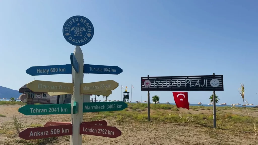 arrival signage at Iztuzu Beach in Dalyan Turkey