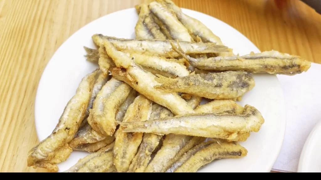 fried anchovies Boquerones at La Campana restaurant Malaga