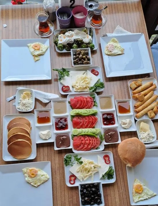 Turkish breakfast at Sakli Bahce Dalyan Turkey