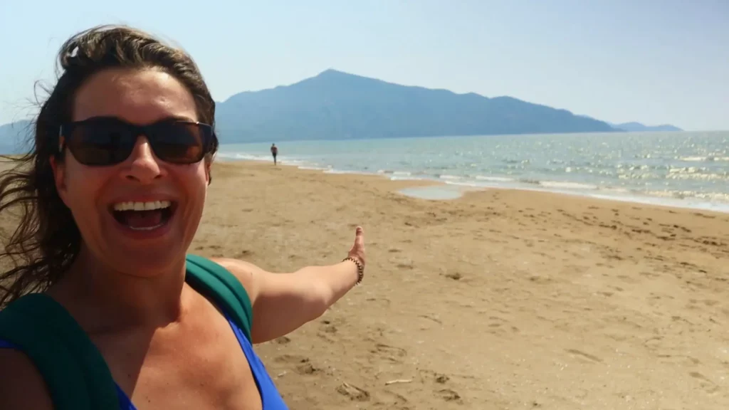 Angela enjoying Iztuzu Beach in Dalyan Turkey