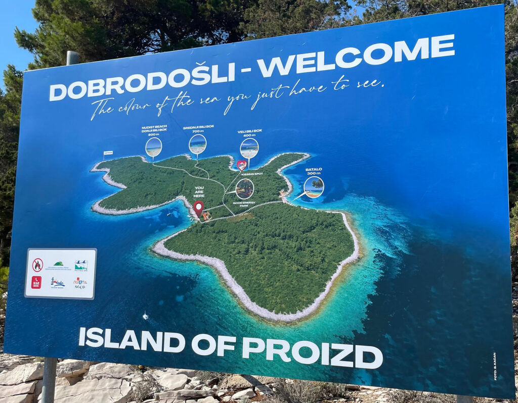 Map of Proizd Island and Beaches