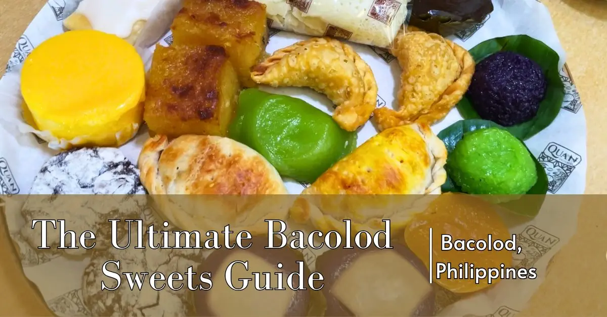 Bacolod dessert platter showcasing traditional Filipino sweets, from flaky napoleones to colorful kakanin.