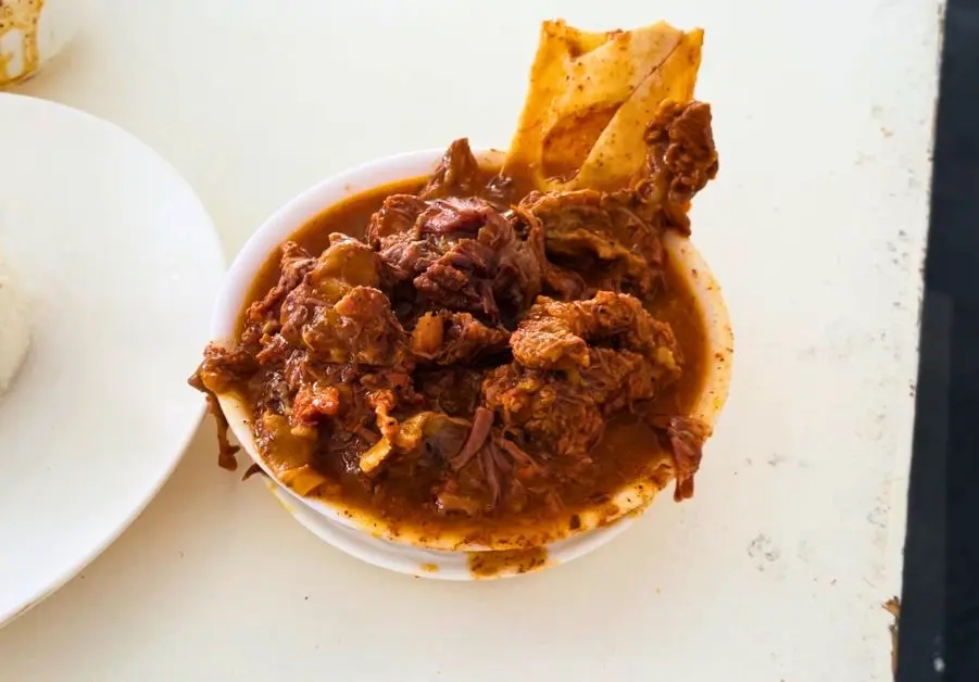 A bowl of bulcachong complete with full carabao, or water buffalo bones full of marrow