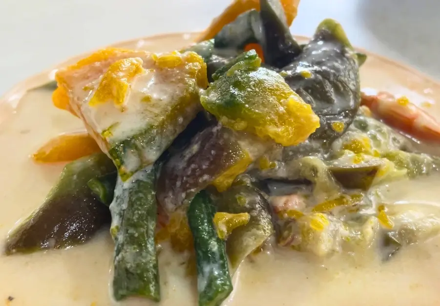 Ginataang gulay made with vegetables in coconut milk from Paz Eatery