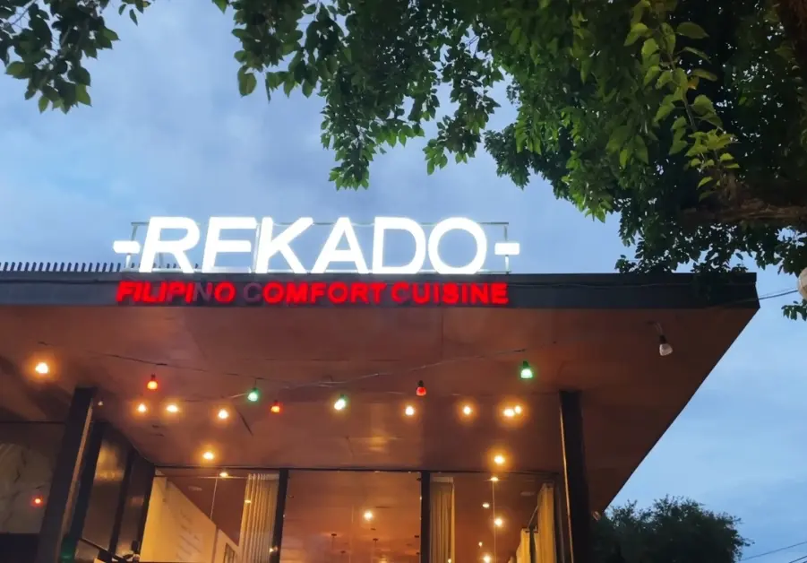 Rekado restaurant entrance sign in Davao City.