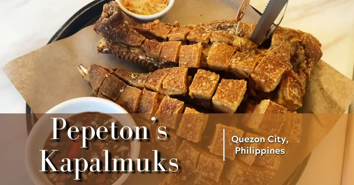 Full serving of Kapalmuks pork face with soy-vinegar dipping sauce and atchara