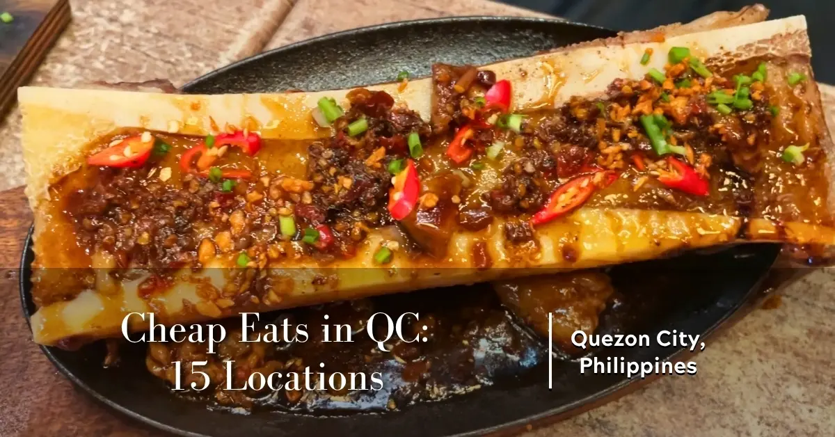 Sizzling bone marrow dish served at Paris Retiro, one of 15 cheap eats featured in Quezon City, Philippines.