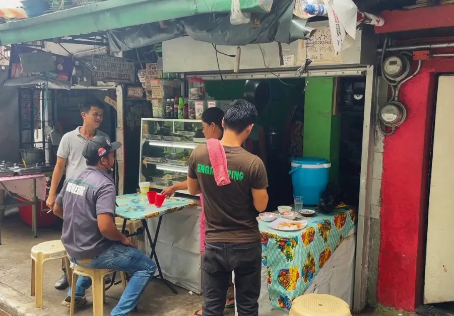 Filipino Street Food: Random Streets in Bago Bantay Small Filipino carinderia stall in Bago Bantay serving home-cooked street food