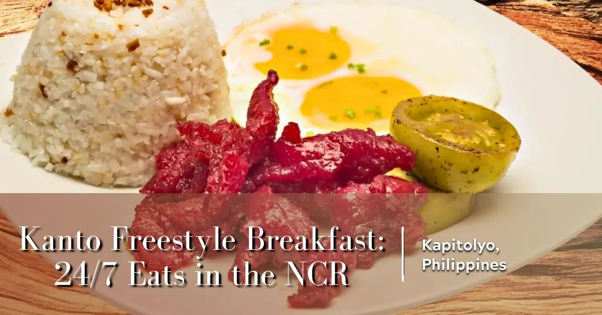 Tocilog breakfast with garlic rice, fried eggs, and cured pork at Kanto Freestyle Breakfast Kapitolyo