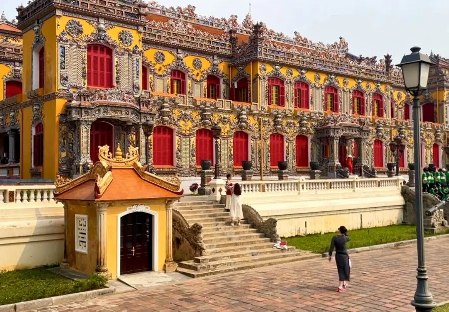 Ornate facade of Kien Trung Palace inside Hue Imperial City