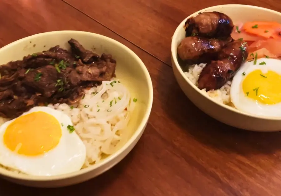 Longganisa and tapa silog bowls from Poco Deli Kapitolyo